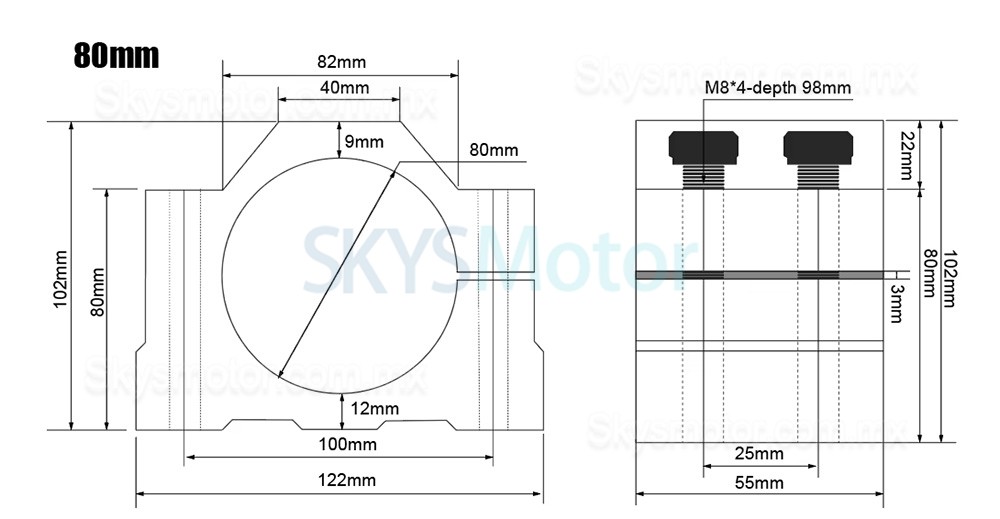 Soporte de motor de husillo CNC de 65 mm/80 mm/100 mm/125 mm, soporte de abrazadera de aluminio OSP001705 para motor de husillo